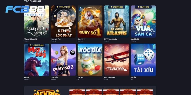 Vô vàn game để người chơi thử sức sau khi đăng ký FC88