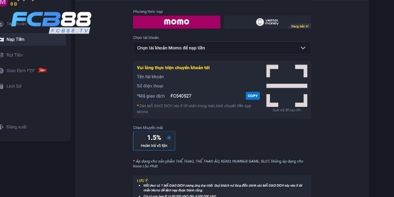 Nạp tiền vào nhà cái bằng ví điện tử