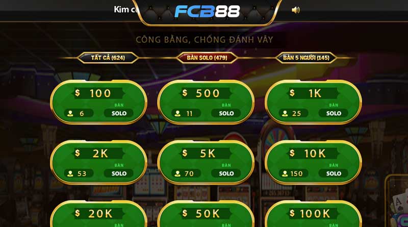 Có nhiều loại bàn theo các mức cược khác nhau cho người chơi lựa chọn