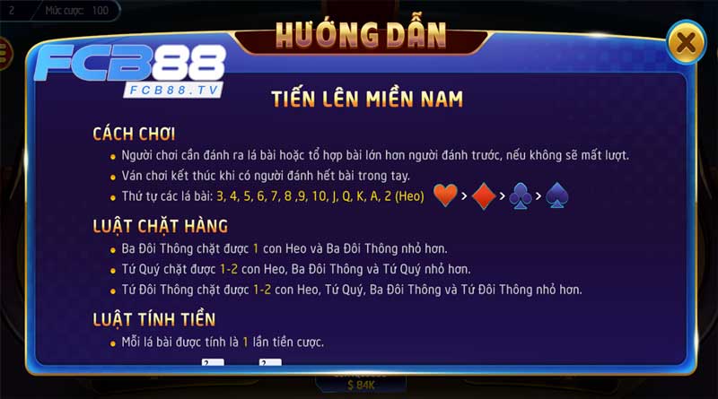 Luật chơi Tiến Lên Miền Nam FC88